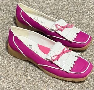 Walter Genuin Pink & White Fringe Loafers Women’s Made in Italy -  EU40 / US9